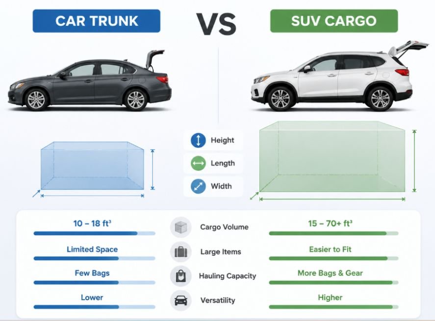 Car Trunk Space vs SUV Cargo Volume: Which Offers More?