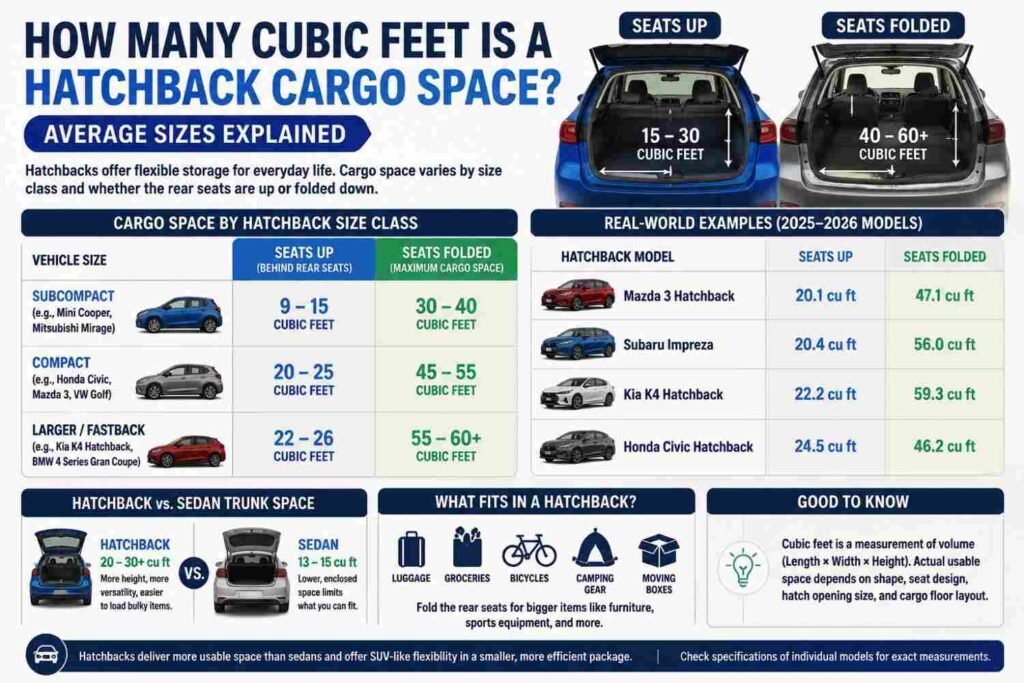 What Is the Average Hatchback Cargo Space in Cubic Feet?