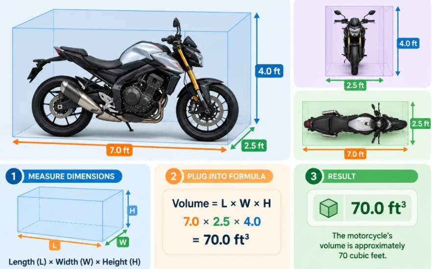 Example Motorcycle Volume Calculation