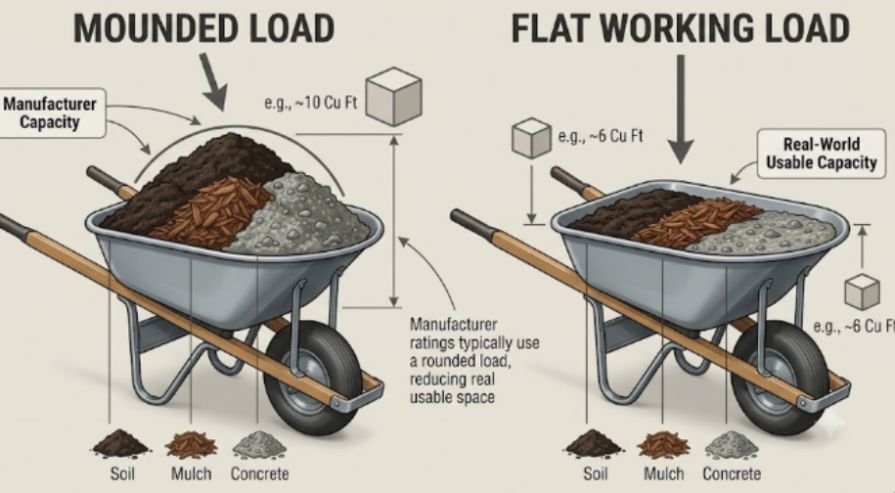 Factors That Change a Wheelbarrow’s Actual Cubic Foot Capacity