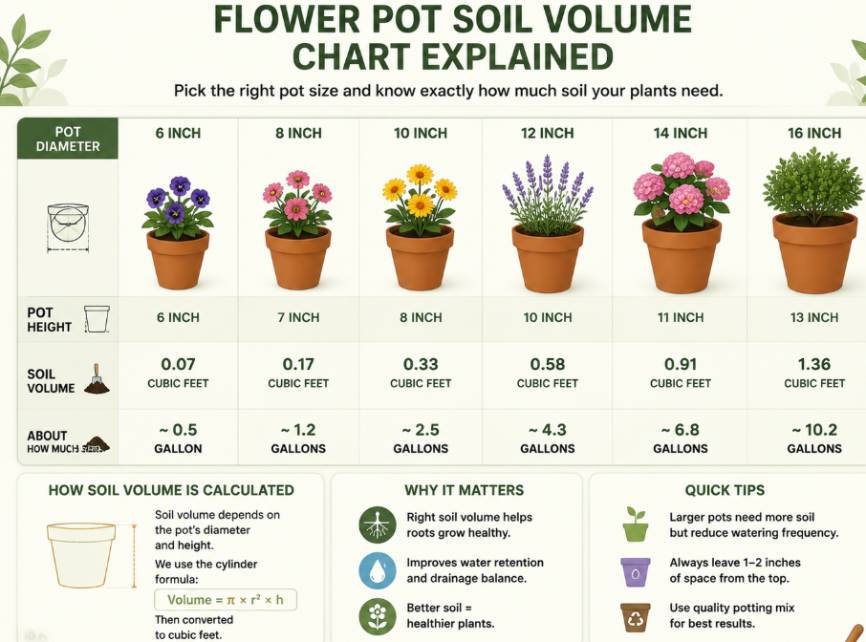 Flower Pot Soil Volume Chart Explained