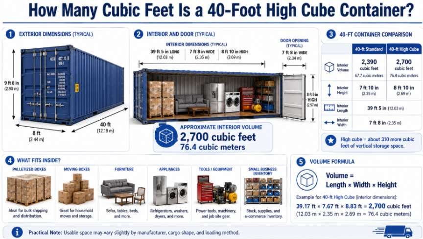 How Many Cubic Feet Is a 40-Foot High Cube Container?
