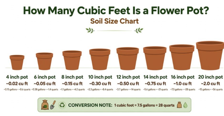 How Many Cubic Feet Is a Flower Pot? Soil Size Chart