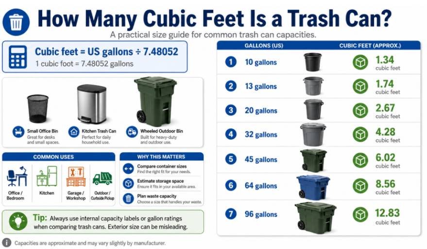 How Many Cubic Feet Is a Trash Can? A Practical Size Guide