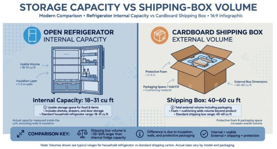 How to Calculate Refrigerator Box Cubic Feet