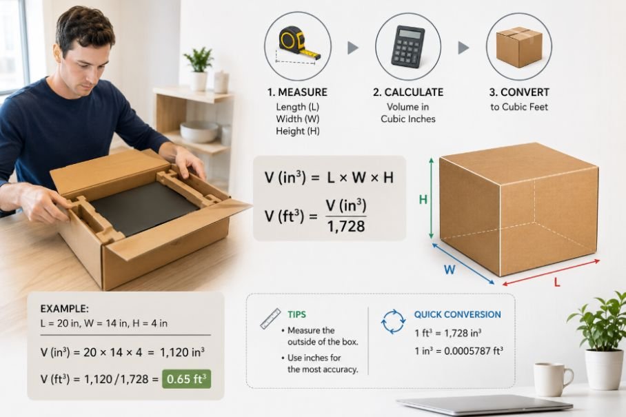 How to Calculate the Cubic Feet of a Laptop Box